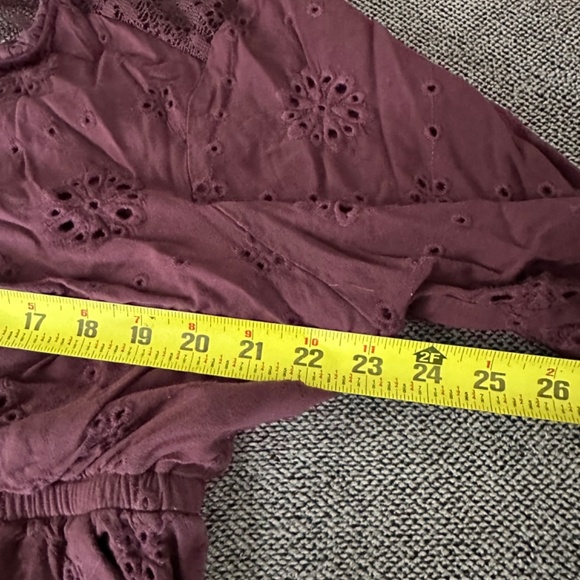 size 2 Torrid Women Plus Boho Mini Eyelet Challis Long Sleeve Shirt Dress - Picture 4 of 8